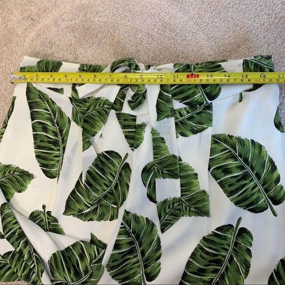 Sage & Citrus green leaf tropical wide leg cropped pants Sz XL - Picture 9 of 14